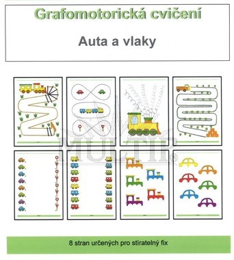 Stíratelný sešit - grafomotorická cvičení - auta a vlaky